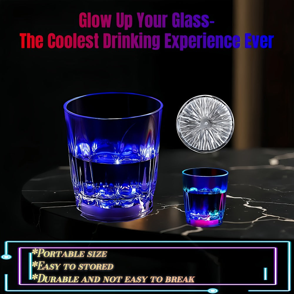 LED Light-Up Party Wine Glasses Set ¨C 12 or 15pcs Glowing Plastic Cups with Colorful LED Lights for Birthday, Bar, Wedding, Holiday & Sports Events
