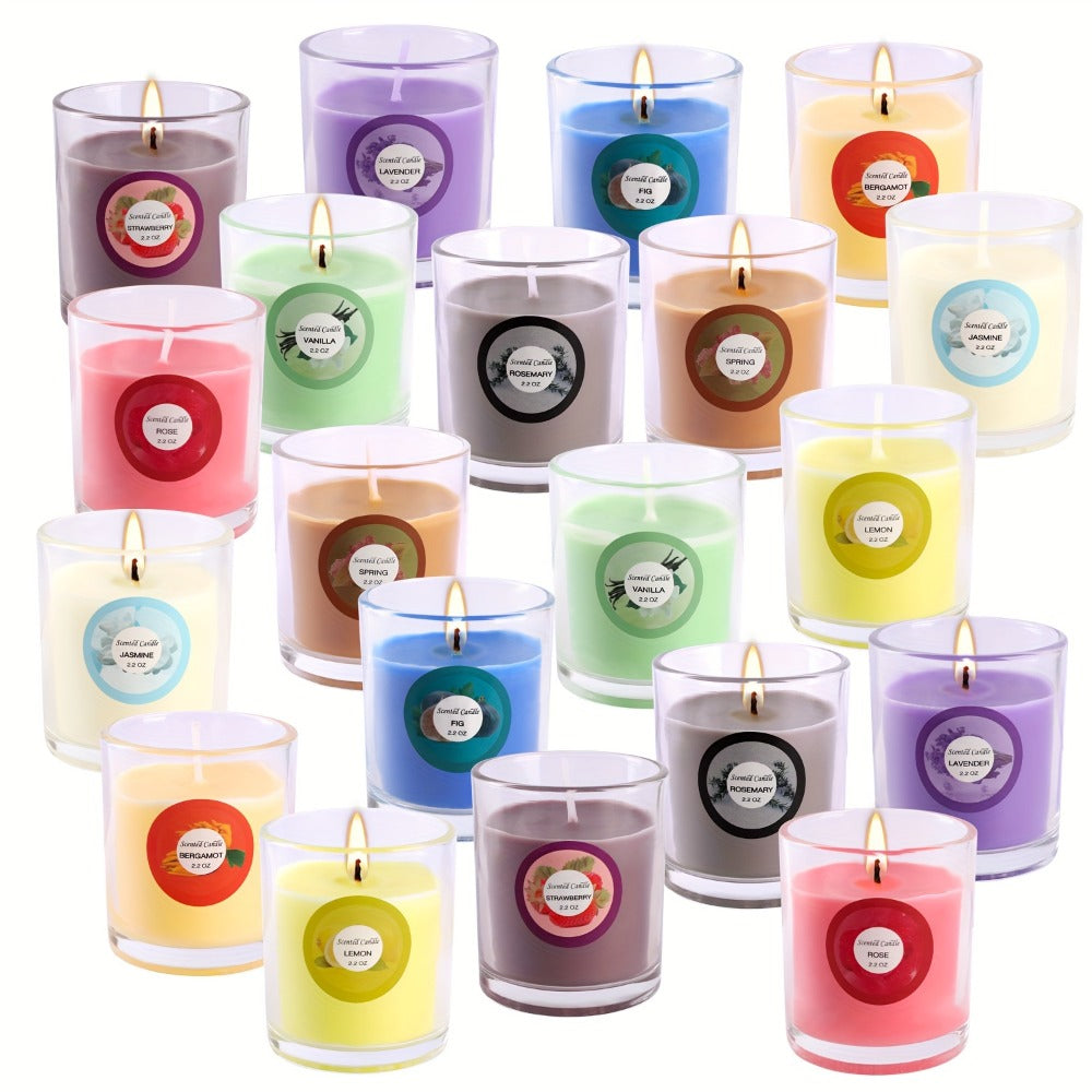 Scented Candles Gift Set 20 Pack | 10 Fragrances Natural Soy Wax Glass Jar Candles with Dried Flowers | Aromatherapy Candle Set for Women Birthday Christmas Valentine's Day Mother's Day Wedding