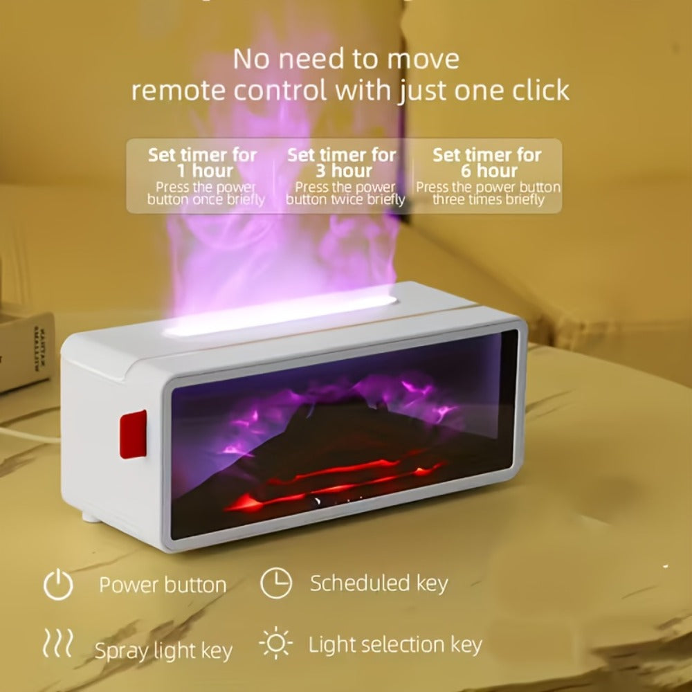 Electric Fireplace Humidifier 3D Flame Effect Aroma Diffuser 2-in-1 Cool Mist Humidifier with Flickering Flame Night Light Silent for Living Room Bedroom Office Christmas Valentine Gift