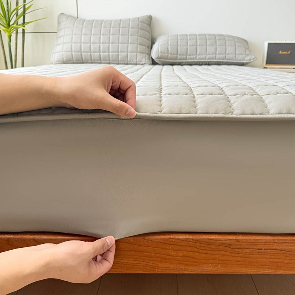 Quilted Waterproof Mattress Protector Soft Breathable Mattress Cover with Deep Pocket for Full Queen King - Solid Color Bedding Pad for Bedroom Guest Room Hotel Apartment School