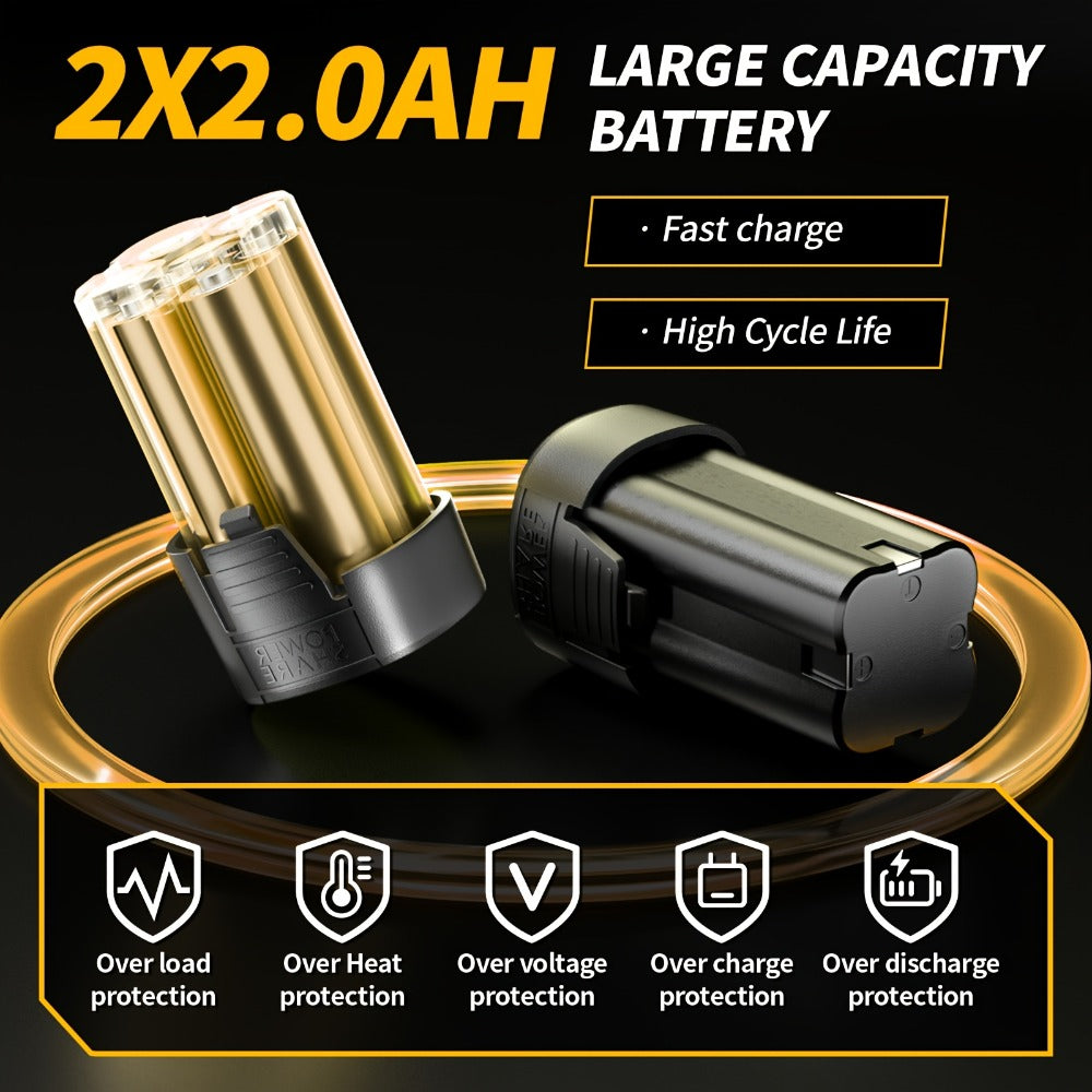 Cordless Electric Ratchet Wrench Set 3/8 inch Variable Speed Trigger Ergonomic Grip 9 Sockets Lithium-Ion Battery Powered for Car Repair Automotive Maintenance Home DIY Yellow 1 or 2 Battery Pack