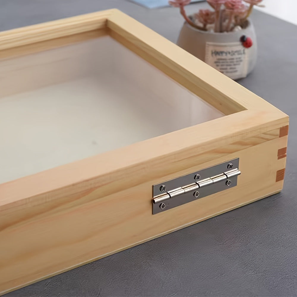 Wooden Display Cabinet with Transparent Lid ¨C Lockable Rectangular Storage Box for Collectibles, Jewelry, Souvenirs & Memorabilia ¨C Sturdy Wood with Secure Metal Latch