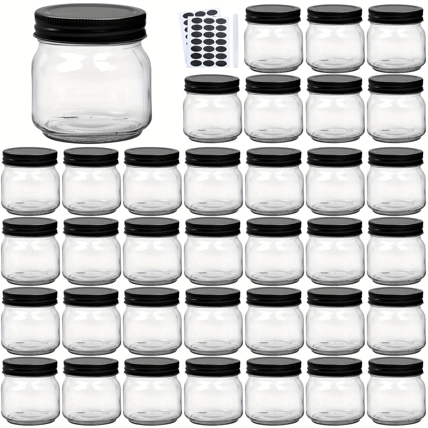 Mason Jars 8oz Glass Jars with Lids ¨C 9/18/27/36 Pack Regular Mouth Canning Jars for Storage, Spices, Jelly, Jam, Honey & Caviar | Dishwasher Safe Spiral Lid Kitchen Storage Containers Set