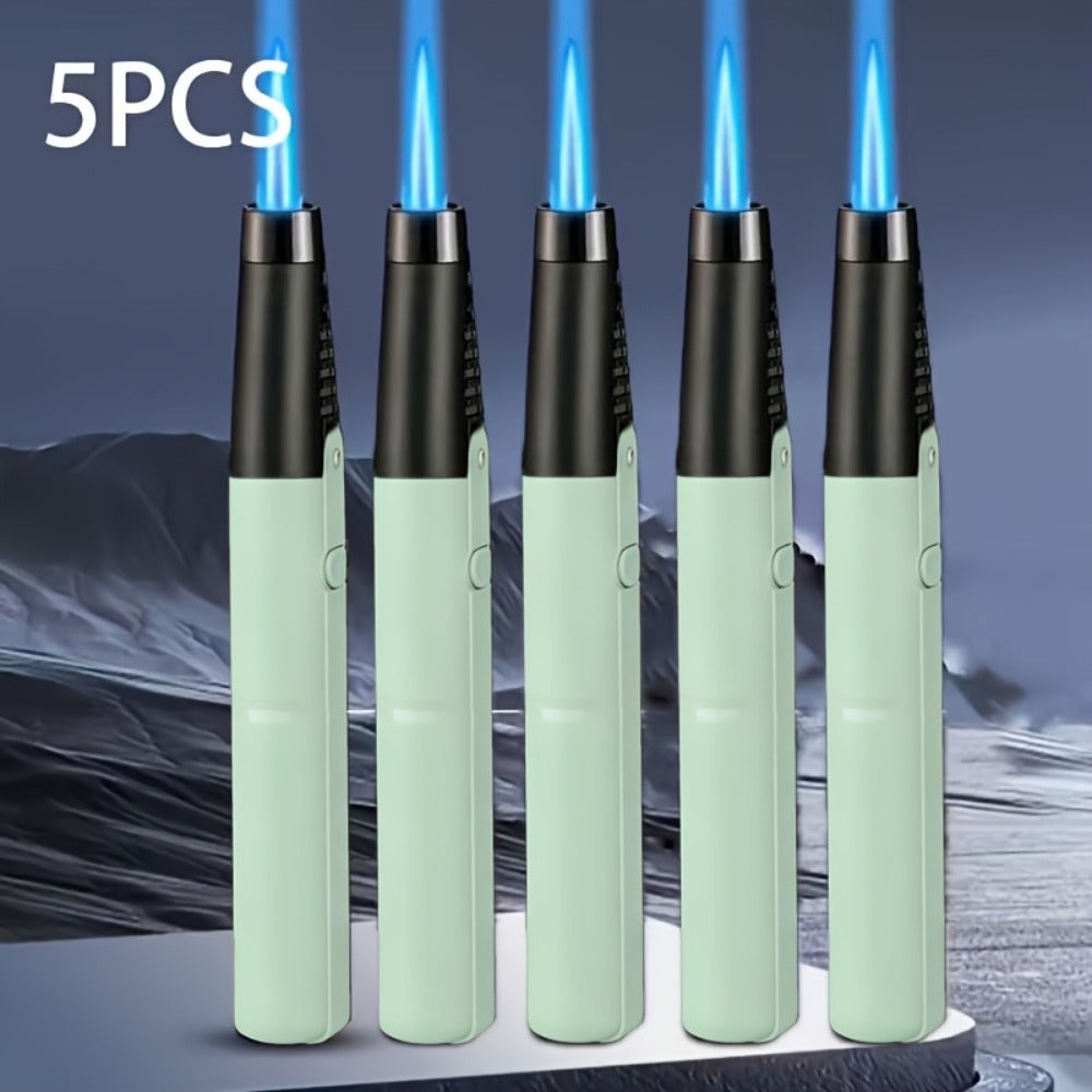 1300¡ãF Torch Lighter 5pcs Blue Flame Windproof Refillable with Safety Lock - Jet Flame for Candles, Grill, BBQ & Camping | Gift Box Available | Butane Not Included
