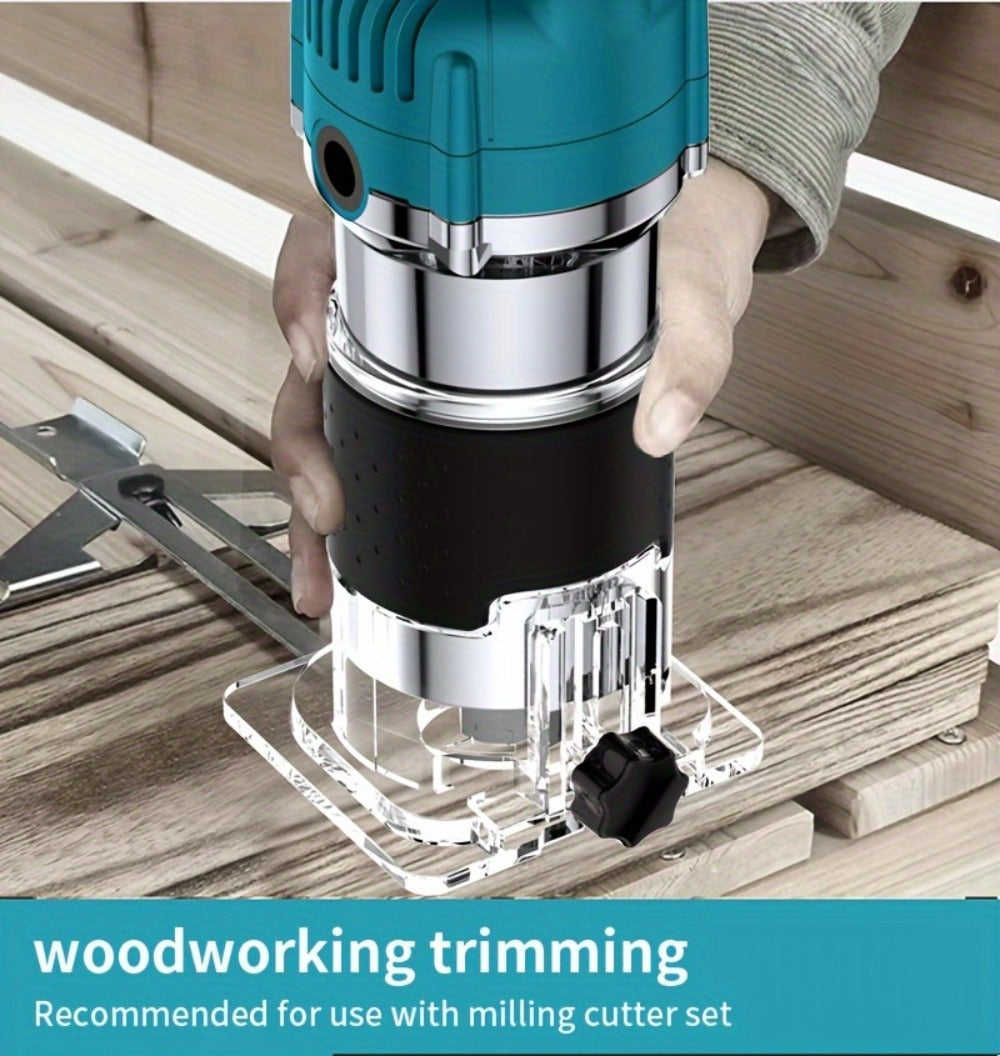 Wood Router 800W Trim Router for Woodworking - 35000RPM Electric Router with Edge Guide, Roller Guide, 6-Speed Adjustment for Precise Trimming, Profiling & Milling
