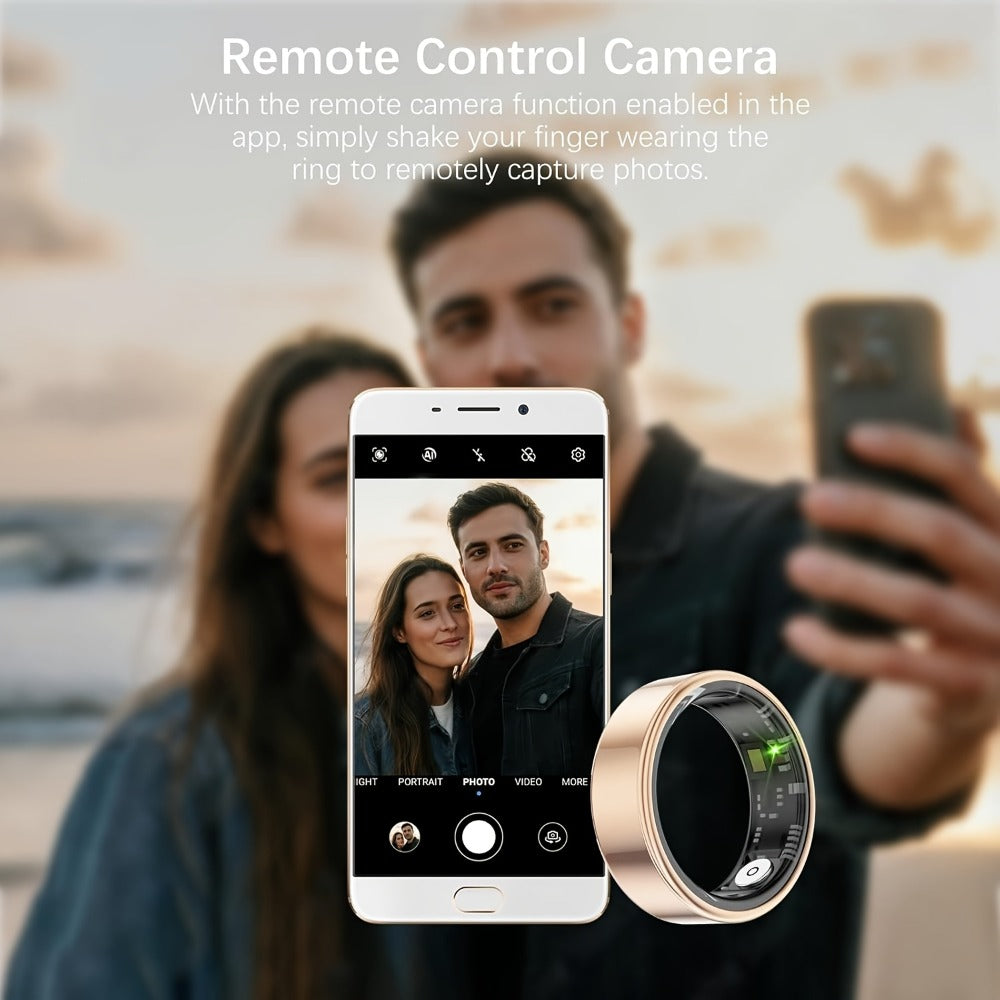 Health Monitoring Smart Ring for Women & Men ¨C Fitness Activity Tracker with Sleep, Calories, Steps, HRV & Menstrual Cycle, Bluetooth 5.3, IP68 Waterproof, iOS & Android