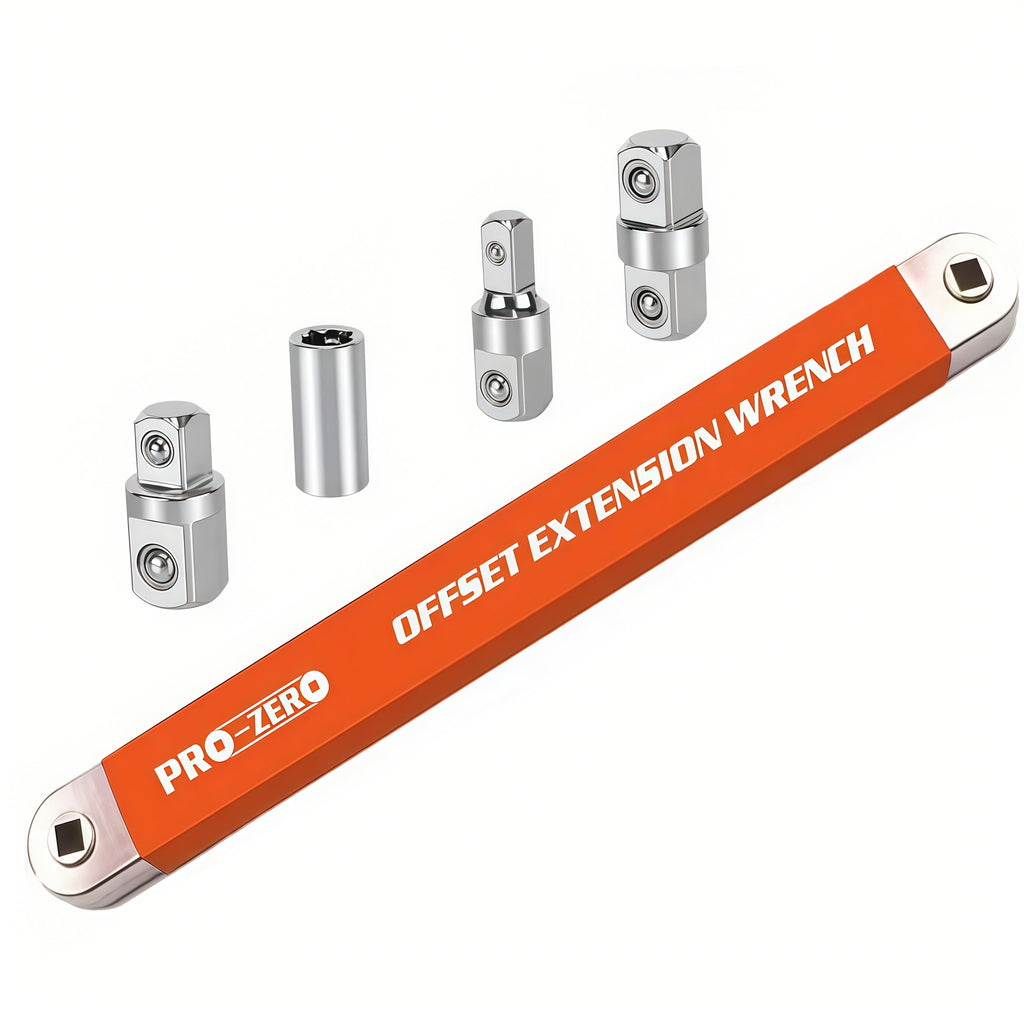 Ratchet Wrench 2-in-1 Offset Extension with 1/4¡± 3/8¡± 1/2¡± Square Head Adapters, 180-Degree Rotation High Torque Non-Slip Handle, Universal Flex Head Ratchet for Narrow Spaces & Auto Repair