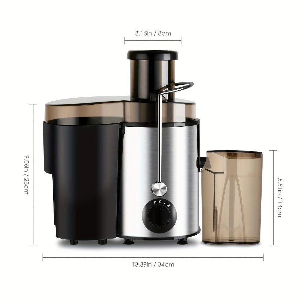 Centrifugal Juicer Machine 400W Wide Mouth Whole Fruit Vegetable Juice Extractor Stainless Steel BPA Free Easy Clean Nonslip Feet Silver