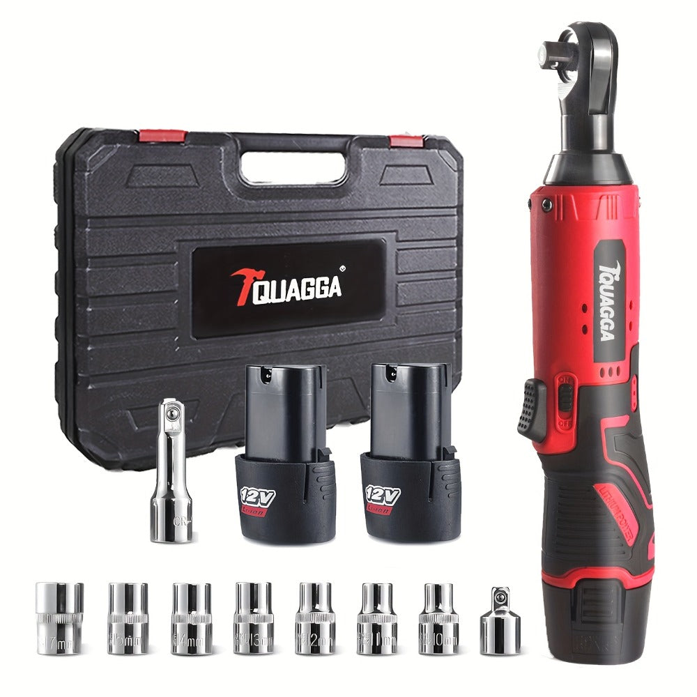 Cordless Electric Wrench QUAGGA 12V - 45Nm High Torque 3/8¡± Rechargeable Ratchet Wrench with Battery & Charger for Automotive Repair, Stage Truss & Home Improvement, Best Family Gift Tool