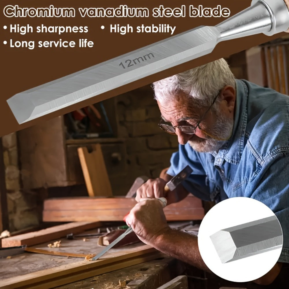 Wood Chisel Set 4pcs ¨C CR-V Steel Woodworking Chisels 6/12/18/24mm, Professional Wood Carving & Carpentry Hand Tools for Beginners and Experts