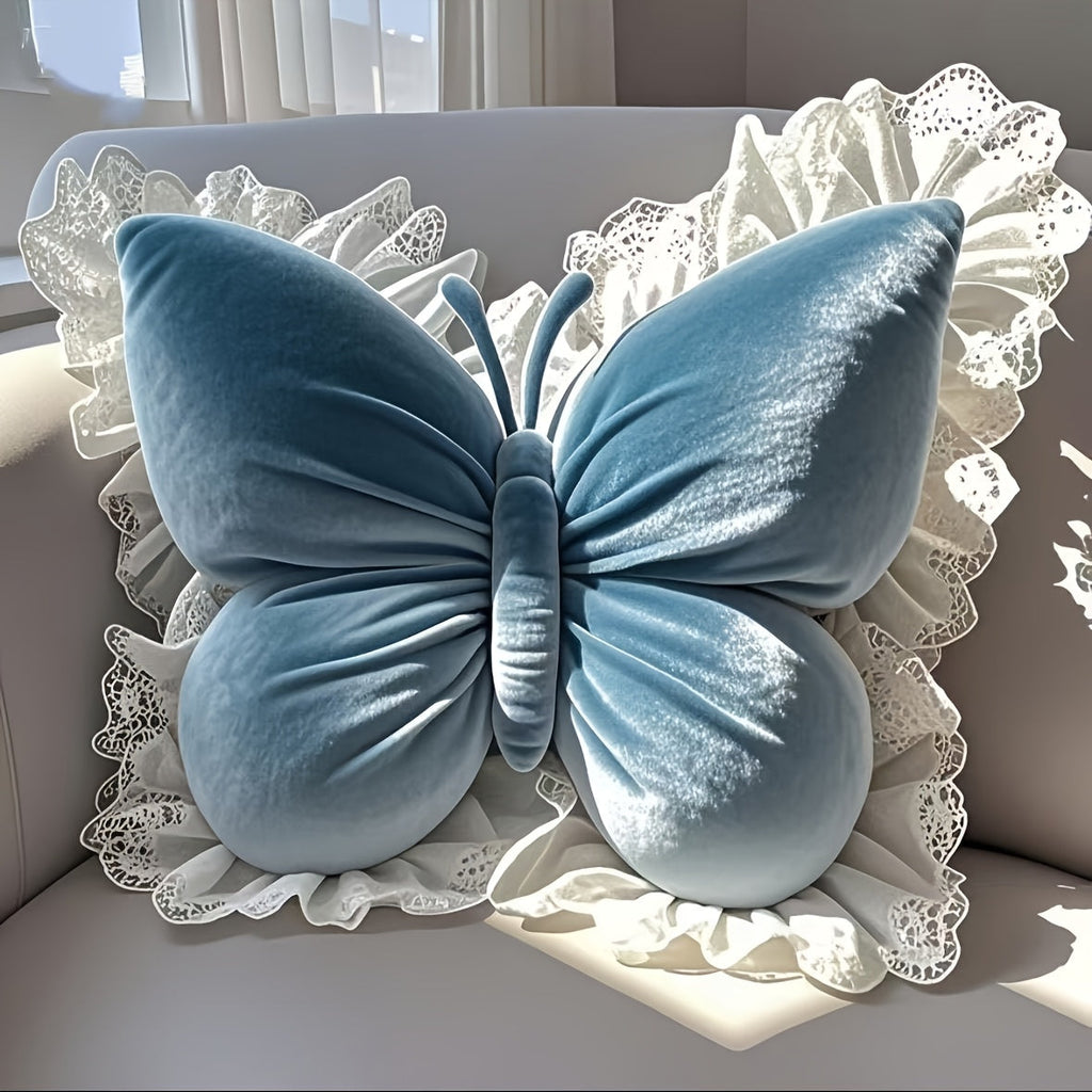 Butterfly Shaped Throw Pillow 3D Bow Decorative Cute Accent Pillow for Bed Sofa Couch Velvet Soft Polyester Fill Whimsical Home Decor Gift Multiple Colors 40x28cm