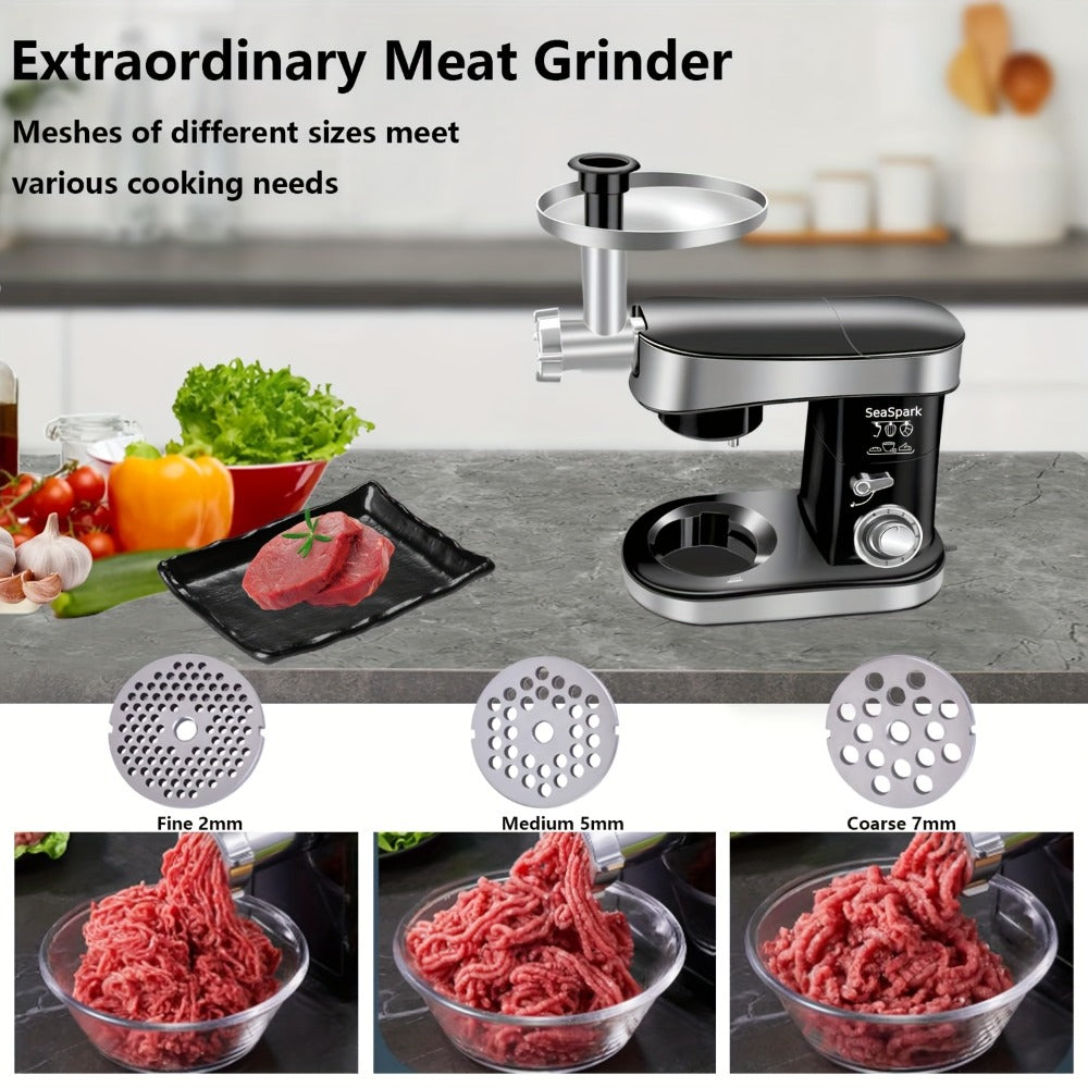 Stand Mixer 6-in-1 400W with 6.3QT Stainless Steel Bowl ¨C 6-Speed & Pulse Tilt-Head Kitchen Mixer with Dough Hook Beater Whisk Juicer Meat Grinder Noodle Press | Electric Food Mixer Black Red Purple Silver