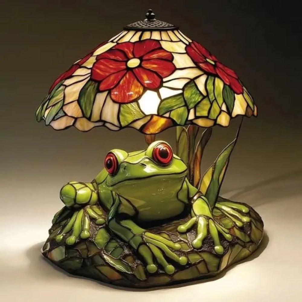 3D Frog Table Lamp Floral Painted Flower Night Light Warm Ambiance Home Decor Bedside Office Desk Study Decor Wedding Birthday Holiday Gift Cute Room Decor
