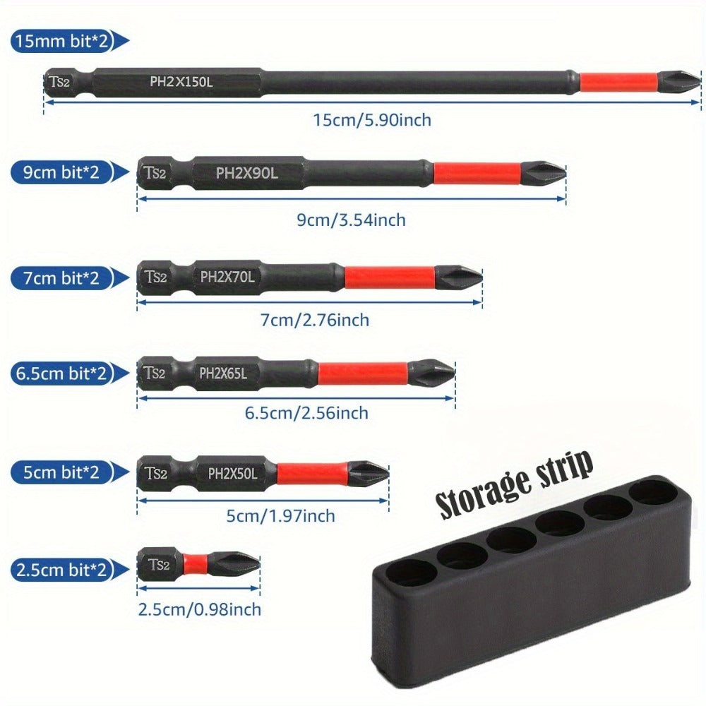 Impact Screwdriver Bits S2 Steel Anti-Slip, Magnetic Phillips Cross Drill Bit Set with Anti-Slip Teeth & High Hardness Tungsten Steel, Power Tool Bits for Home Repair, Bicycle, Furniture & DIY (2/24/60pcs)