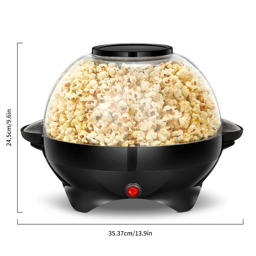 Popcorn Machine 800W Electric Stirring Popcorn Maker ¨C 6-Quart Non-Stick Plate, Quick-Heat Technology, Cool-Touch Handles, 2-in-1 Lid & Bowl for Home Movie Night