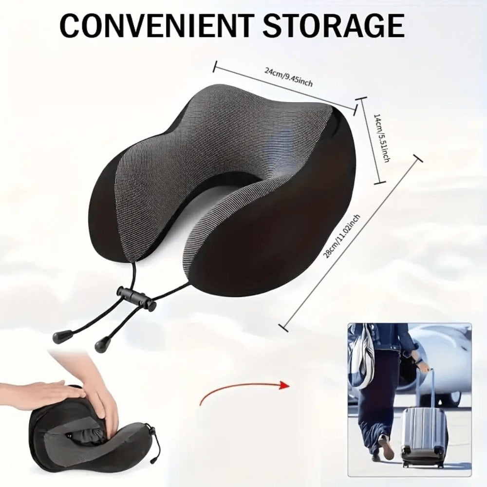 Travel Neck Pillow U-Shaped with Eye Mask Adjustable Portable Ergonomic Neck Support Soft Washable Cover for Airplane Car Home Office Napping Pink Blue Black Grey