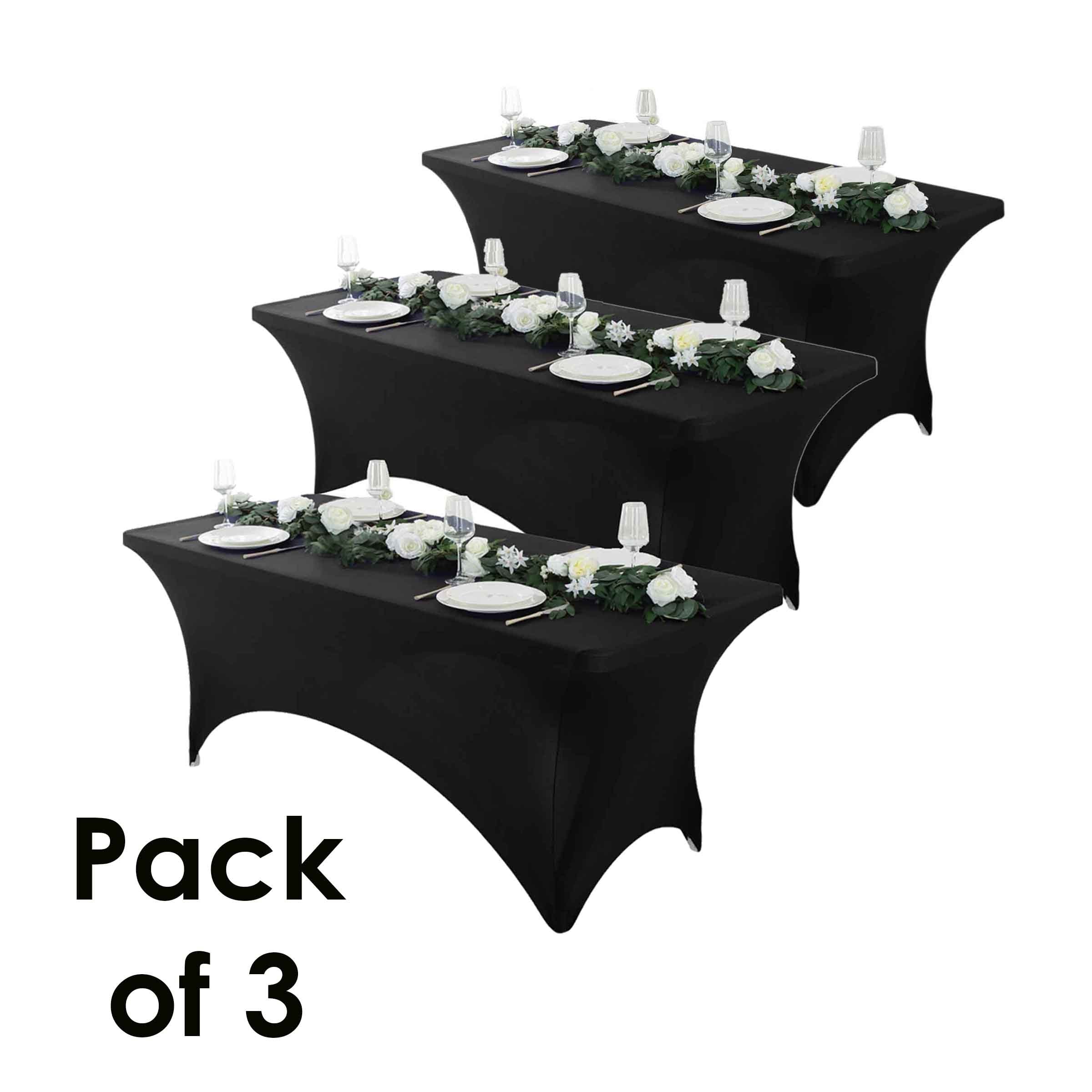 Spandex Tablecloth Stretch Table Cover Fitted Rectangle Table Cloth for Wedding Party Event 3/5pcs White Black