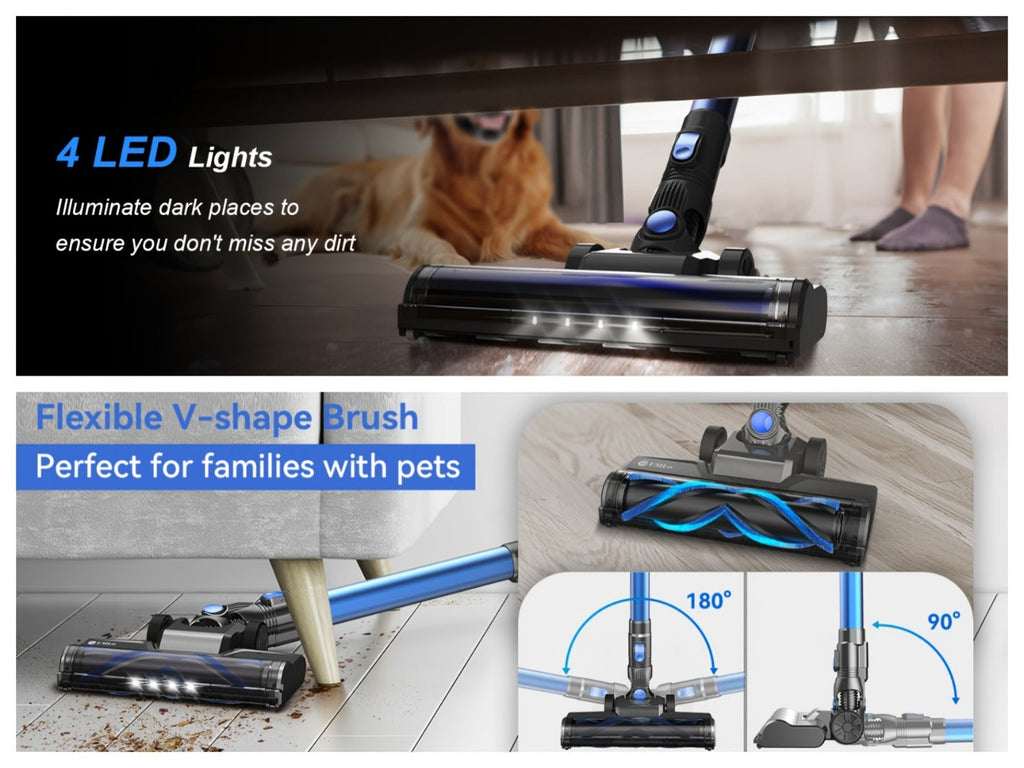 Cordless Vacuum Cleaner Stick Vacuum ¨C MAX 70Kpa Suction, 45-Min Runtime, Anti-Tangle, 50.72oz Dust Cup, Rechargeable Wireless Vacuum for Hardwood Floor, Carpet & Pet Hair