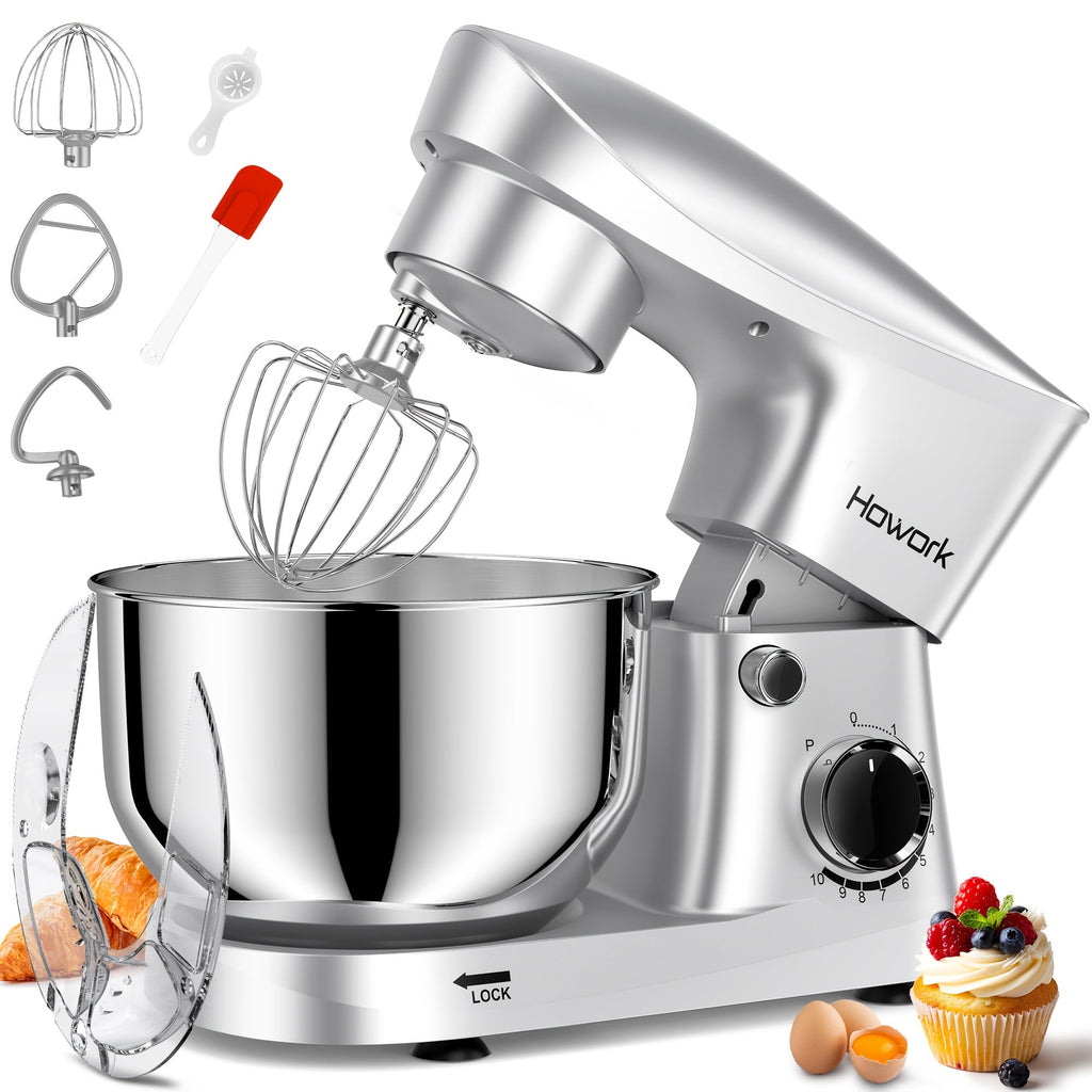 Stand Mixer 5QT, 10-Speed Electric Kitchen Mixer with Dough Hook, Flat Beater, Wire Whip & Pouring Shield ¡ª Dishwasher-Safe Attachments for Baking, Bread, Cake & Cookie Dough
