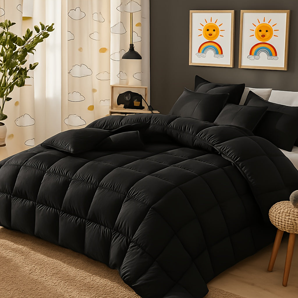 Comforter Set 7 Piece Bed in a Bag Full Queen King Soft Satin-Like Fabric with Fitted Sheet Flat Sheet Pillowcases Breathable Bedding Set for Bedroom Hotel