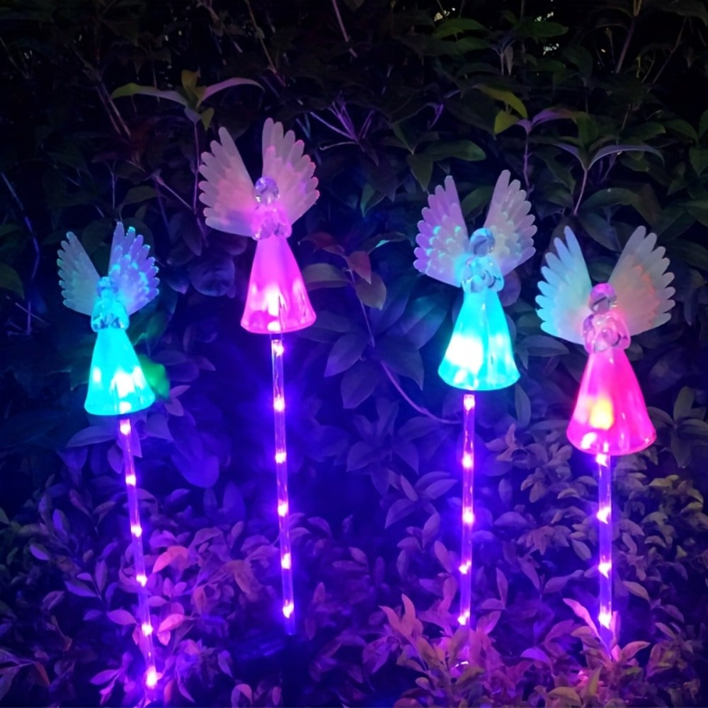 Solar Angel Lights Outdoor Decor ¨C Color Changing LED Garden Stakes, Solar Powered Memorial Angel Figurines for Yard, Lawn, Pathway, Grave & Cemetery ¨C 2 or 4 Pack Garden Gift