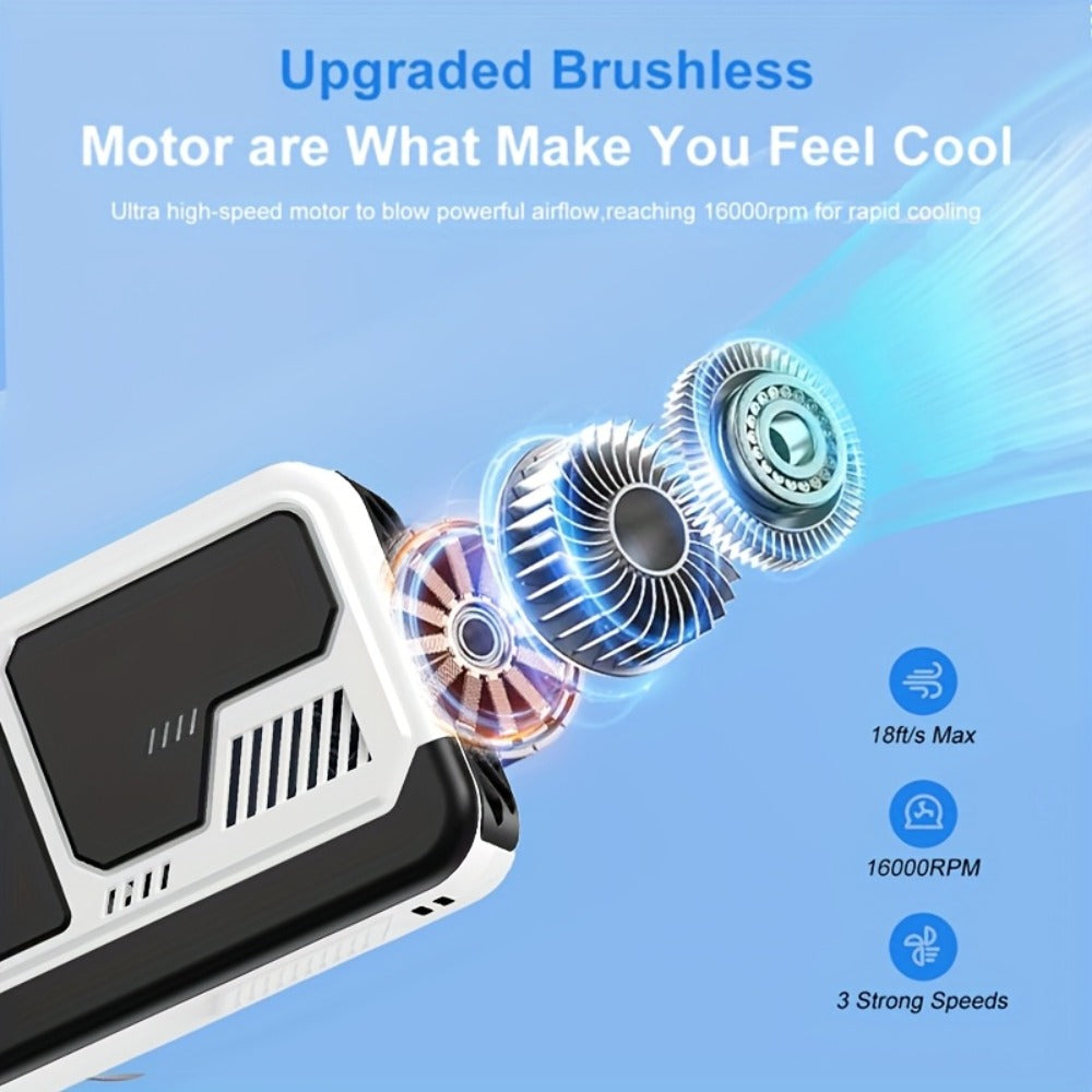 Neck Fan Portable Wearable, 3000mAh Battery Hands-Free Personal Fan 3 Wind Speeds Digital Display, USB Rechargeable Bladeless Neck Fan for Outdoor Camping Fishing Hiking Travel Sports, Silver Yellow White