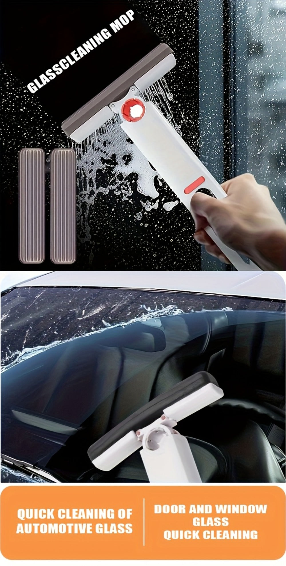 Mini Sponge Mop with Adjustable Handle & 4 Reusable Heads ¨C Self-Squeezing Portable Cleaning Mop for Bathroom, Kitchen, Car & Window