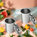 Stainless Steel Tea Strainer Set of 4 with Lid ¨C Fine Mesh Tea Infuser with Dual Handles for Loose Leaf Tea, Herbs & Spices ¨C Ergonomic Grip, Durable & Easy to Clean