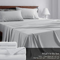Bed Sheet Set 4-Piece Soft Breathable Cooling Sheets - Flat Sheet, Fitted Sheet & 2 Pillowcases, Wrinkle-Free Hotel Luxury Bedding, All Season Comfort