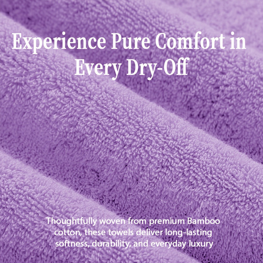 Bath Towel Set 4-Pack 620GSM Bamboo Cotton Blend Super Soft Quick-Dry Absorbent Towels for Bathroom Spa Gym Travel