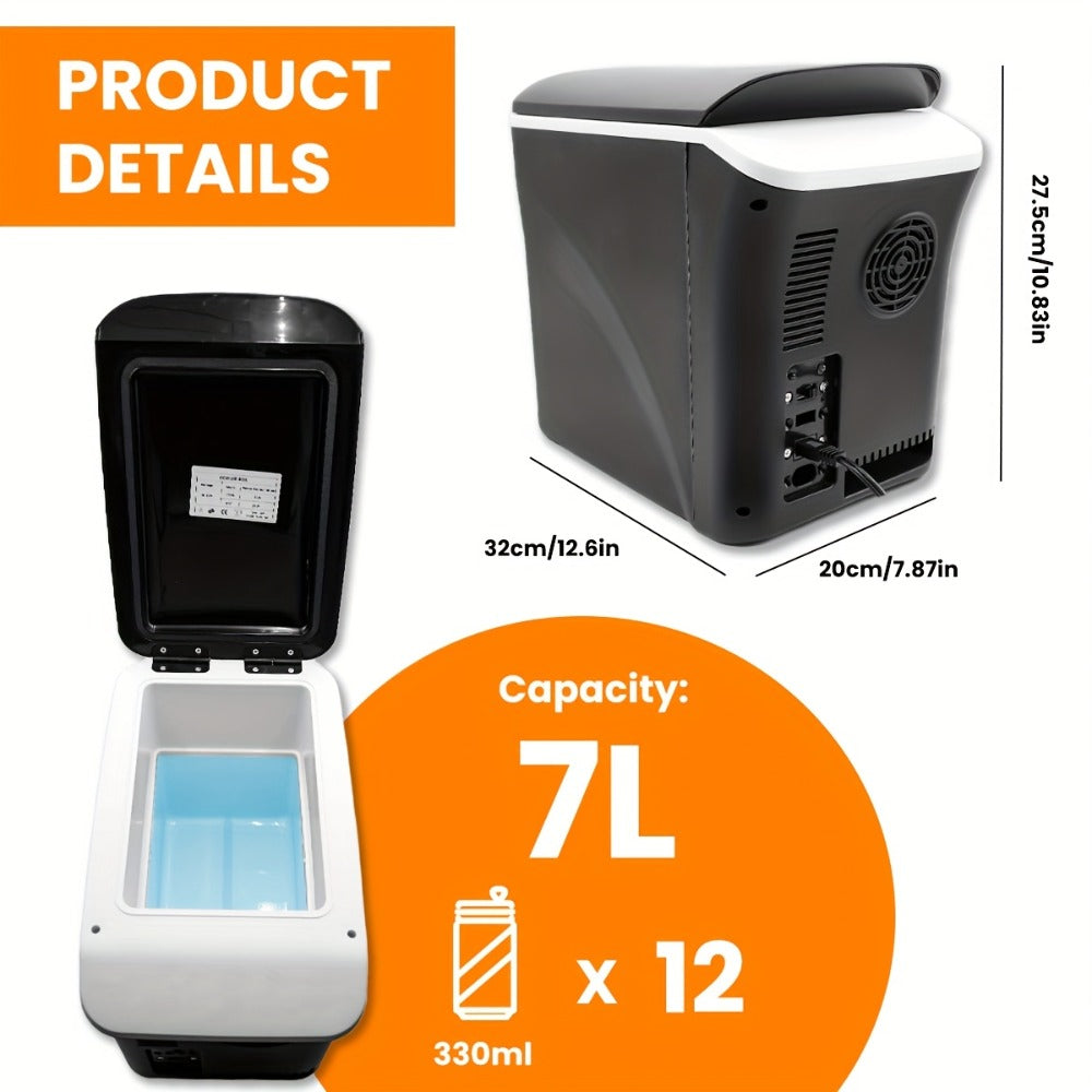 Car Mini Fridge, 3 Gallon 12V/24V DC Portable Car Refrigerator Cooler ¨C Cools to -7¡ãC, Fits 12x330ml Cans, Low Noise & Shockproof Design for Road Trip, RV, Camping and Outdoor Adventures