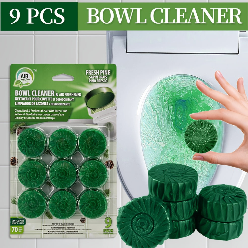 Automatic Toilet Bowl Cleaner Tablets 9/36pcs - Low Odor Fresh Linen Lavender Pine Mix Scents, Powerful Stain Removal Long-Lasting Deodorizer, Safe for Plastic Surfaces, Easy Use for Home & RV Toilet