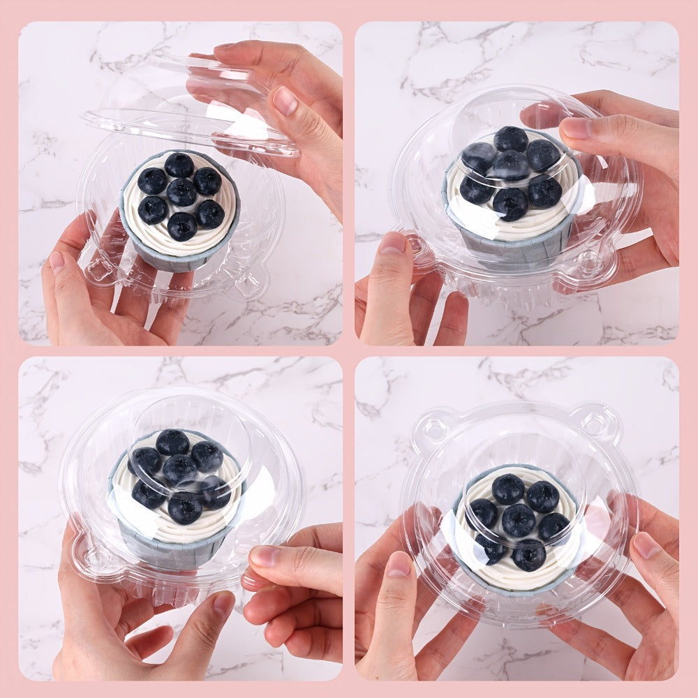 Individual Cupcake Boxes with Dome Lids 80 Pack - Clear Plastic Single Cupcake Containers with Flip Top Closure for Cupcakes Muffins and Pastries, Perfect for Bakery Home Kitchen Party Picnic and Gifting