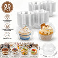 Individual Cupcake Boxes with Dome Lids 80 Pack - Clear Plastic Single Cupcake Containers with Flip Top Closure for Cupcakes Muffins and Pastries, Perfect for Bakery Home Kitchen Party Picnic and Gifting