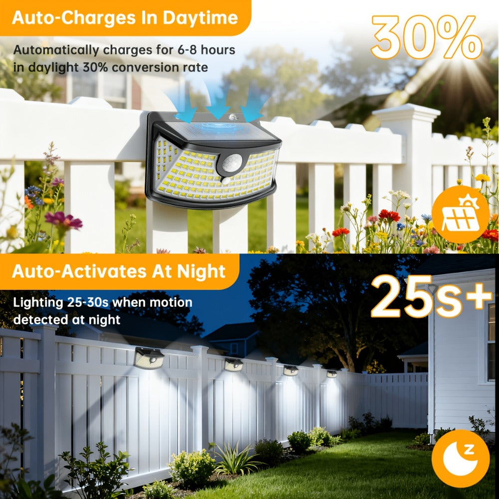 Solar Step Lights Outdoor 120 LED Motion Sensor ¨C 270¡ã Wide Angle IP65 Waterproof Wall Light with 3 Modes | 18-Hour Solar Powered Stair Light for Pathway, Fence, Garage & Deck | 4/6/8 Pack