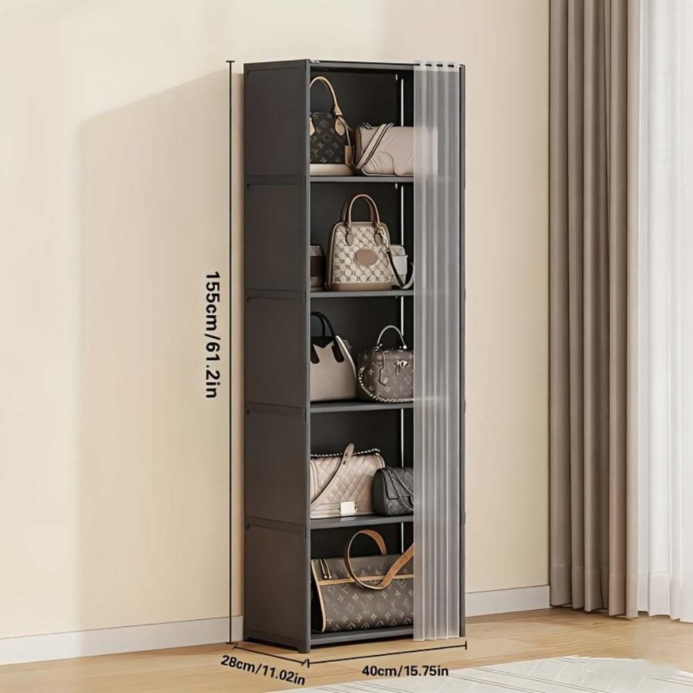 6-Tier Storage Rack Shelving Unit 15.75 Inch | Multi-Purpose Dust-Proof Organizer for Closet, Bedroom, Office & Dorm - Easy Assembly Clothing Bookshelf Utility Rack, Single & Double Row, Black & White
