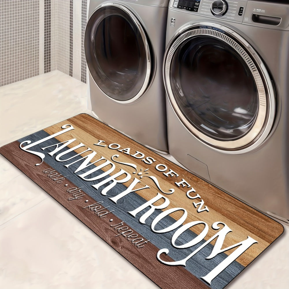 Farmhouse Laundry Room Runner Rug - Non-Slip Washable Retro Kitchen & Bathroom Mat | Anti-Slip Floor Runner for Laundry Room, Kitchen, Bathroom & Entryway | Boho Home Decor Accent Rug Multiple Sizes