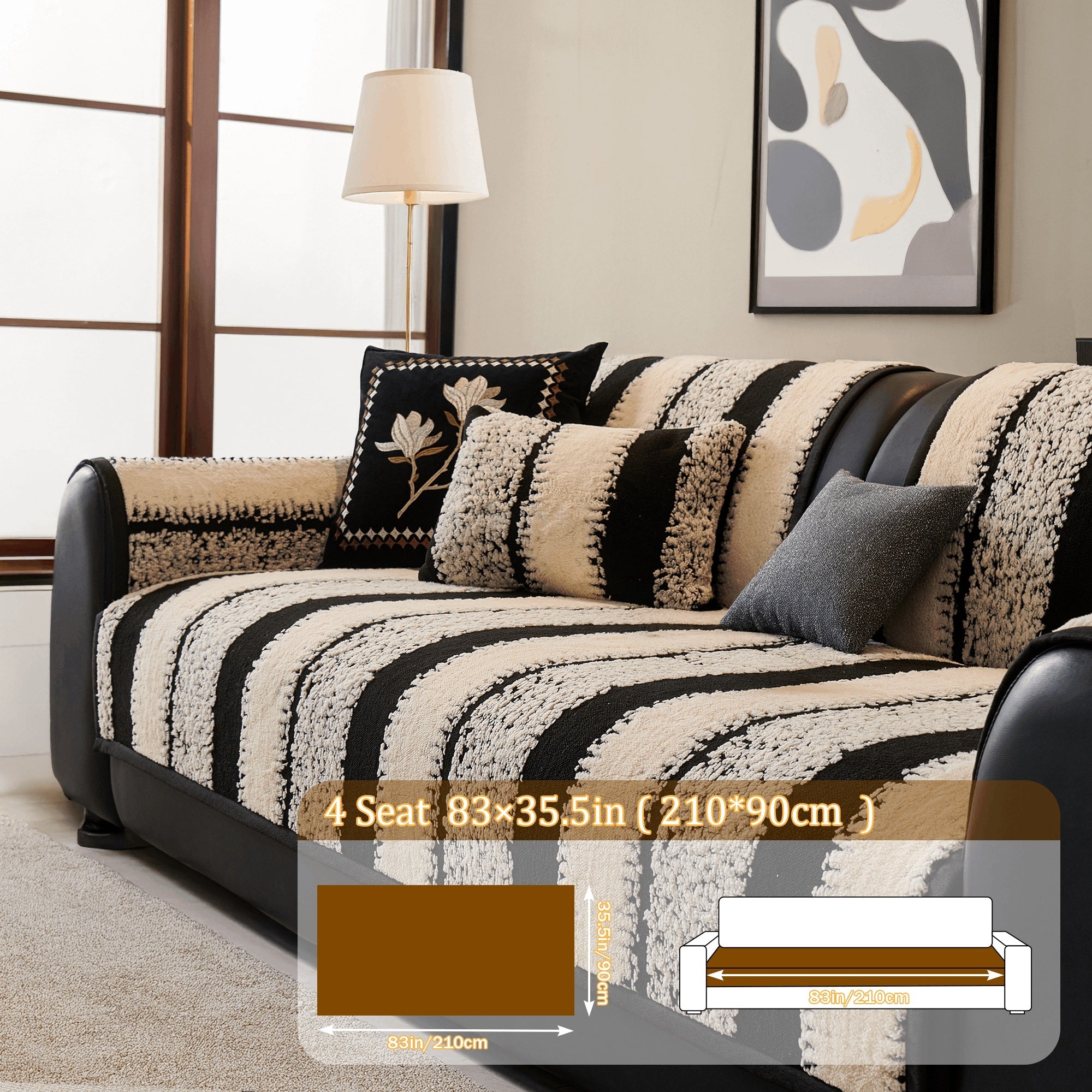 Sofa Cover Plush Non-Slip Washable Sectional Couch Slipcover Soft Durable Furniture Protector for Pets Cats Dogs 2 3 4 Cushion Sofa L-Shape Modern Sofa Pad Warm Sitting Cover All Seasons Black Gray Brown