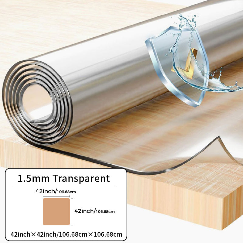 Clear PVC Tablecloth Table Protector 1.5mm Thick Transparent Table Cover Heat Resistant Scratch Resistant Waterproof Desk Mat for Dining Table Home Office Restaurant Coffee Table Multiple Sizes