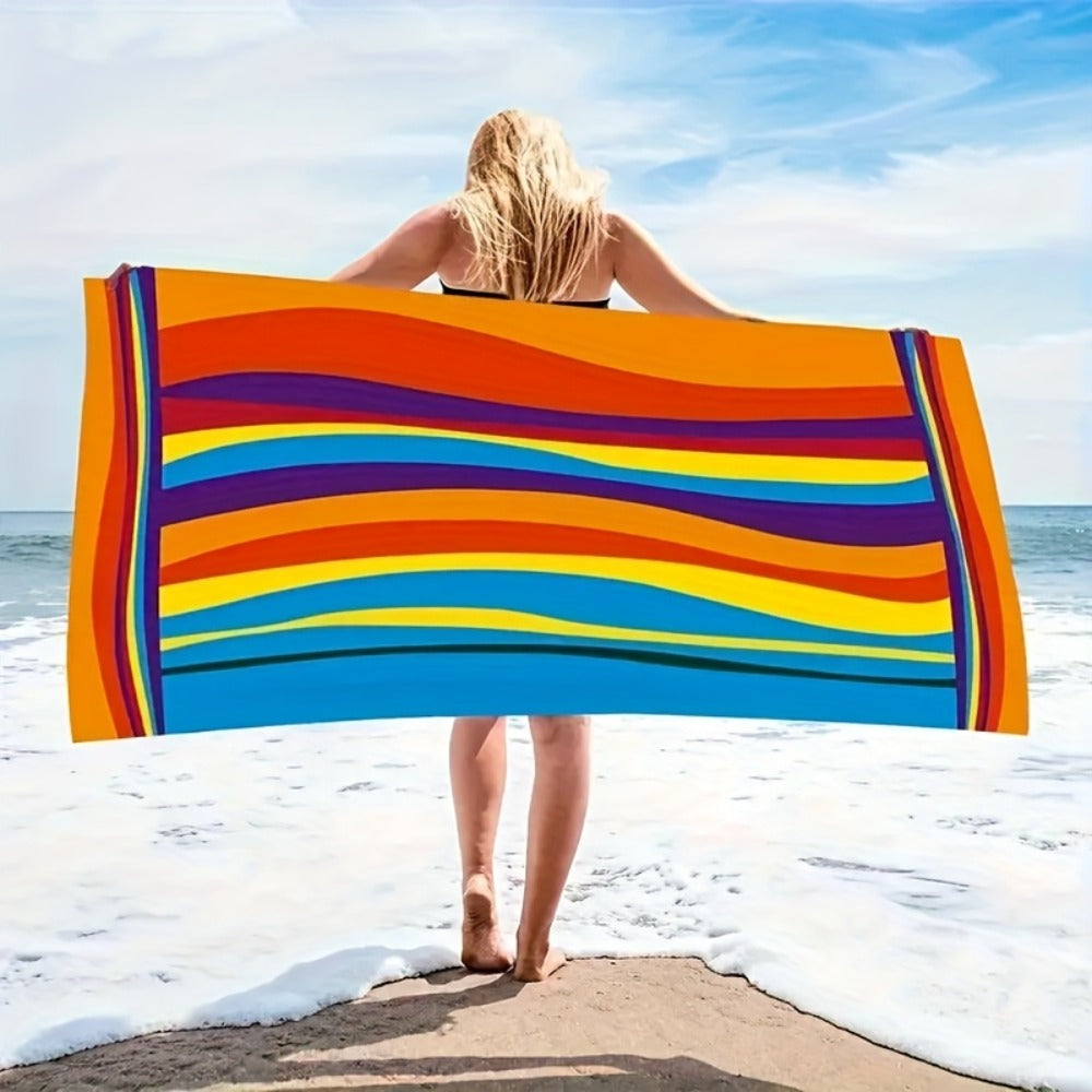 XL Bath Towel Extra Large 70x31 Inch Ultra Soft Absorbent Quick Dry Microfiber Shower Towel Striped Tropical Home Hotel Bathroom
