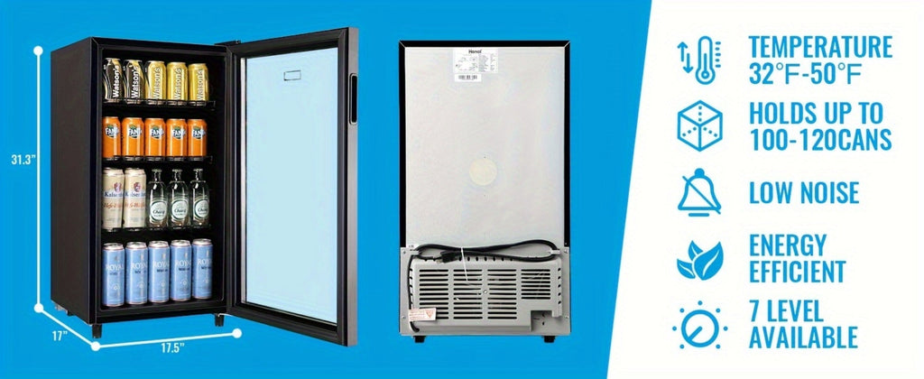 Beverage Refrigerator with Glass Door ¨C Mini Fridge 2.0/3.5/4.0 Cu Ft, LED Lights, Adjustable Shelves, R600a Cooling for Beer, Wine & Drinks, Home, Office & Bar