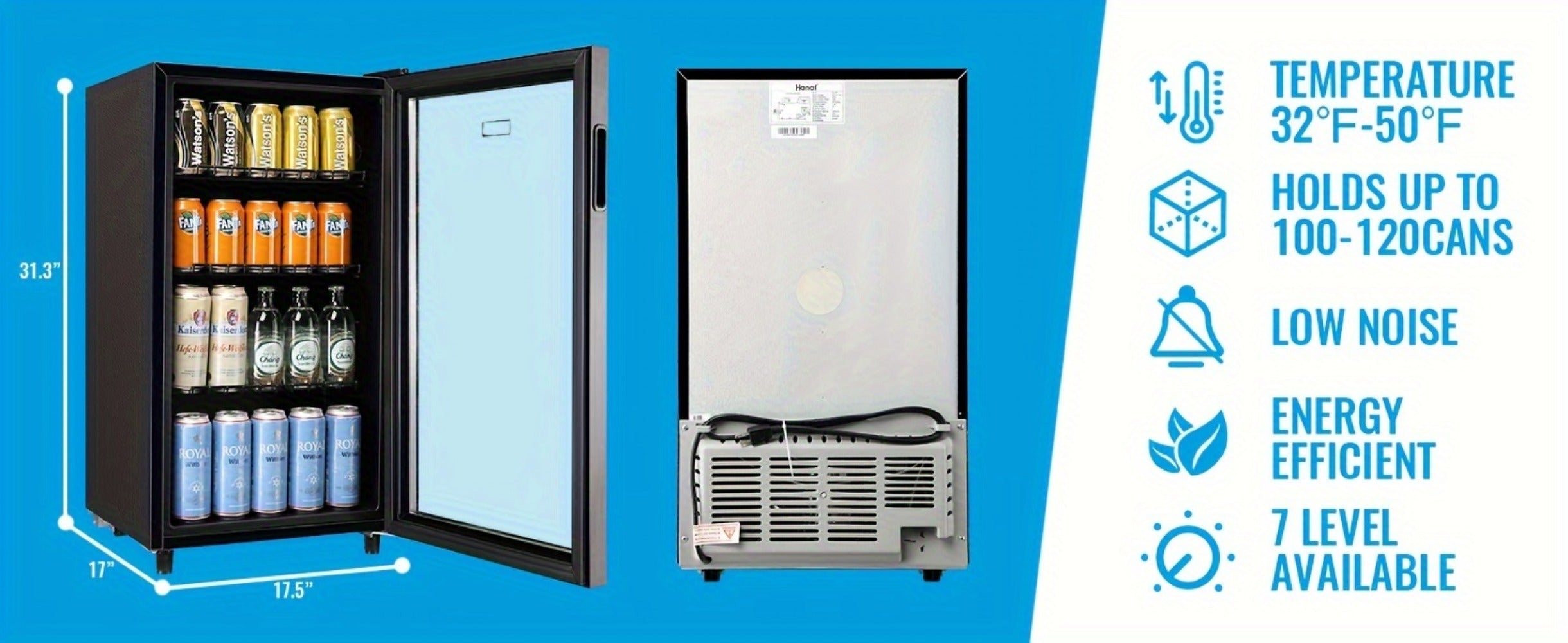 Beverage Refrigerator with Glass Door ¨C Mini Fridge 2.0/3.5/4.0 Cu Ft, LED Lights, Adjustable Shelves, R600a Cooling for Beer, Wine & Drinks, Home, Office & Bar
