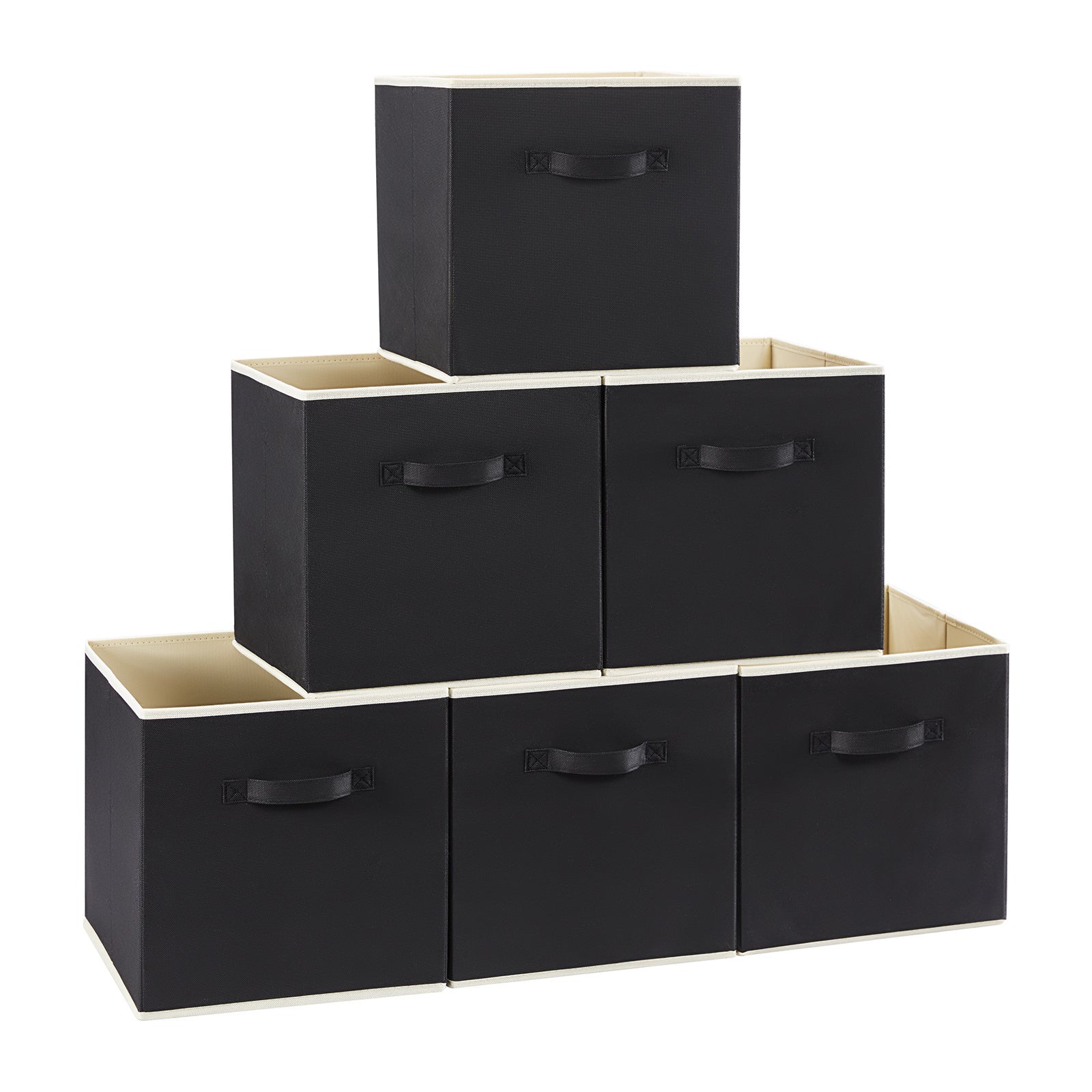 Collapsible Storage Cubes Set of 6 Foldable Fabric Bins Cube Storage Organizer Baskets 11 & 13 Inch Decorative Organizing Bins for Closet Shelf Bedroom Living Room Office