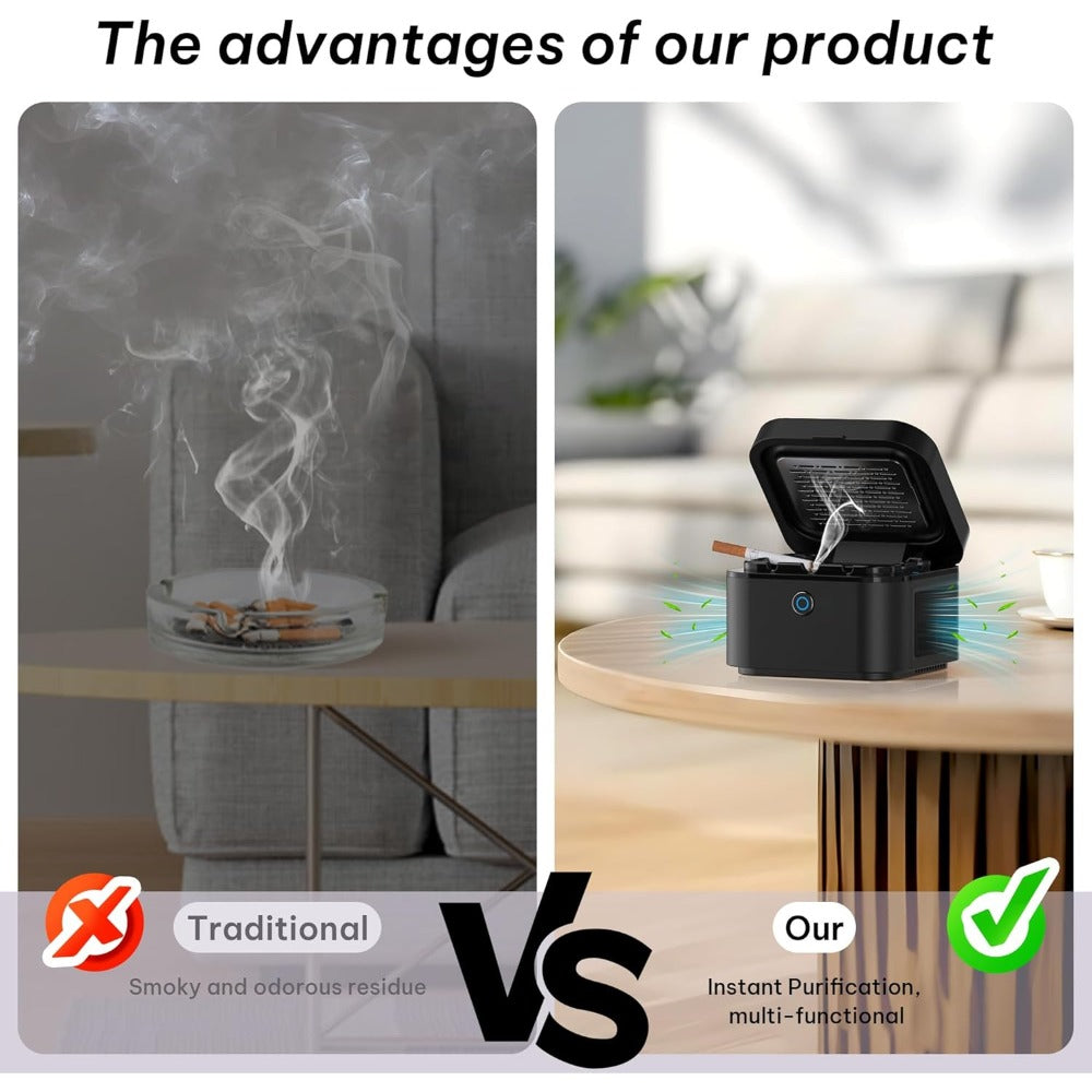 Smokeless Ashtray with HEPA Filter ¨C USB Rechargeable Indoor Ashtray for Home Office Car, 4 Filters Included, Gifts for Him Her