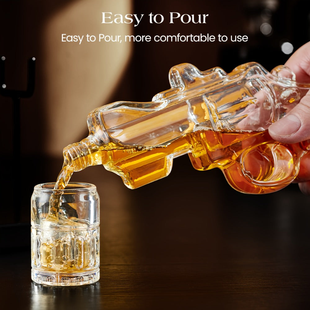 Pistol Whiskey Decanter Set with 2 Shot Glasses ¨C Cool Liquor Dispenser Gift for Him, Husband, Dad | Unique Birthday & Anniversary Bar Gift