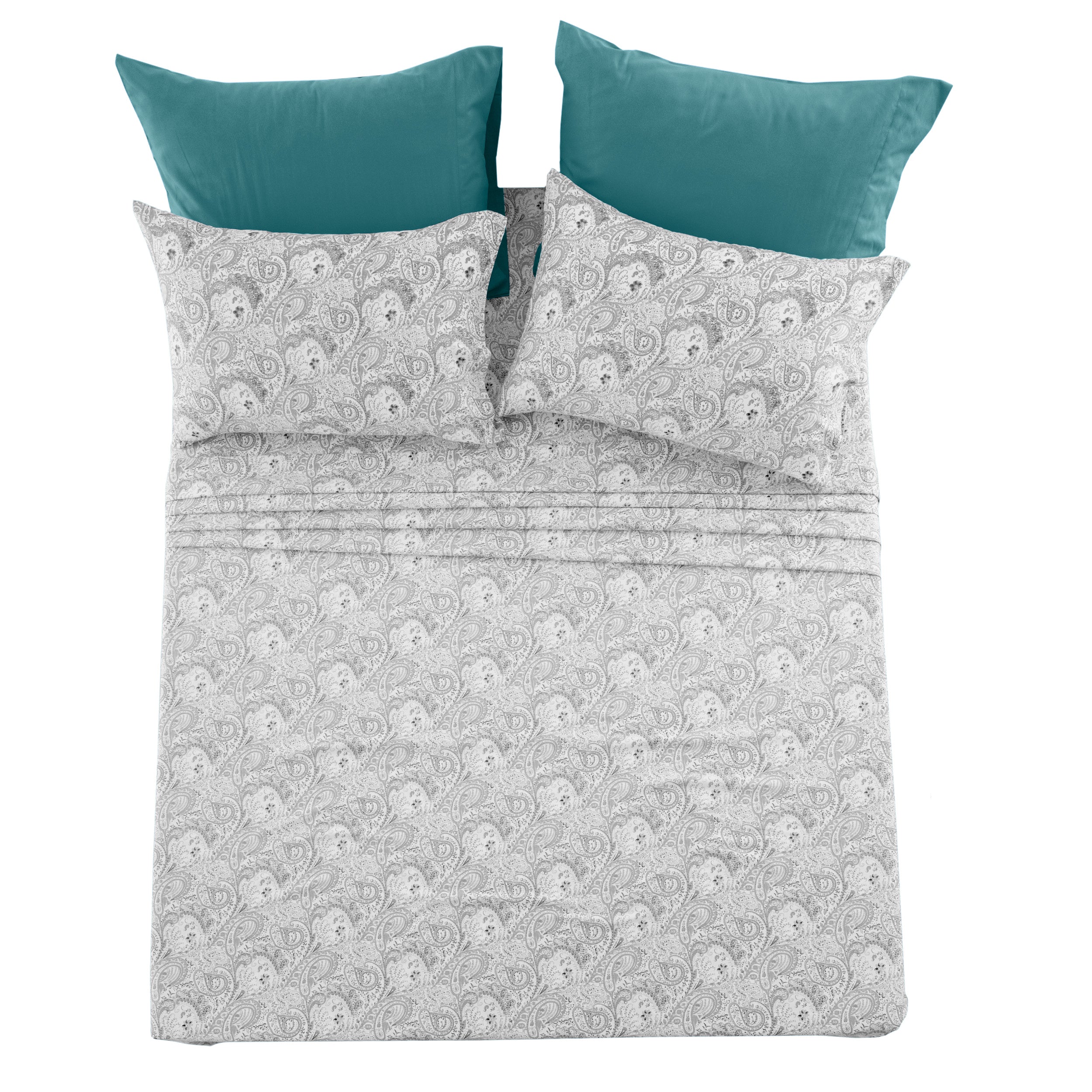 Paisley Bed Sheet Set 6-Piece Soft Brushed Microfiber Deep Pocket Fitted Sheet Wrinkle Free All-Season Comfort