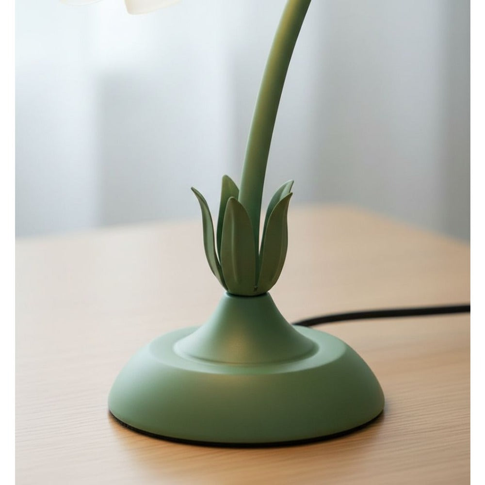 Bellflower Table Lamp ¨C Artisan Crafted Botanical Floral Dimmable Night Light, Heirloom Quality Premium Finish Desk Lamp for Bedroom Living Room Home Decor, Unique Floral Gift (Green)