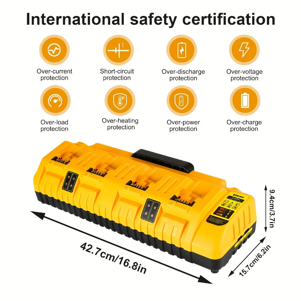 4-Port Battery Charger for DeWalt DCB104 Replacement 20V Max Rapid Charging Station with 2 USB Ports Compatible with 12V 20V DCB127 DCB200 DCB201 DCB204 DCB205 DCB206