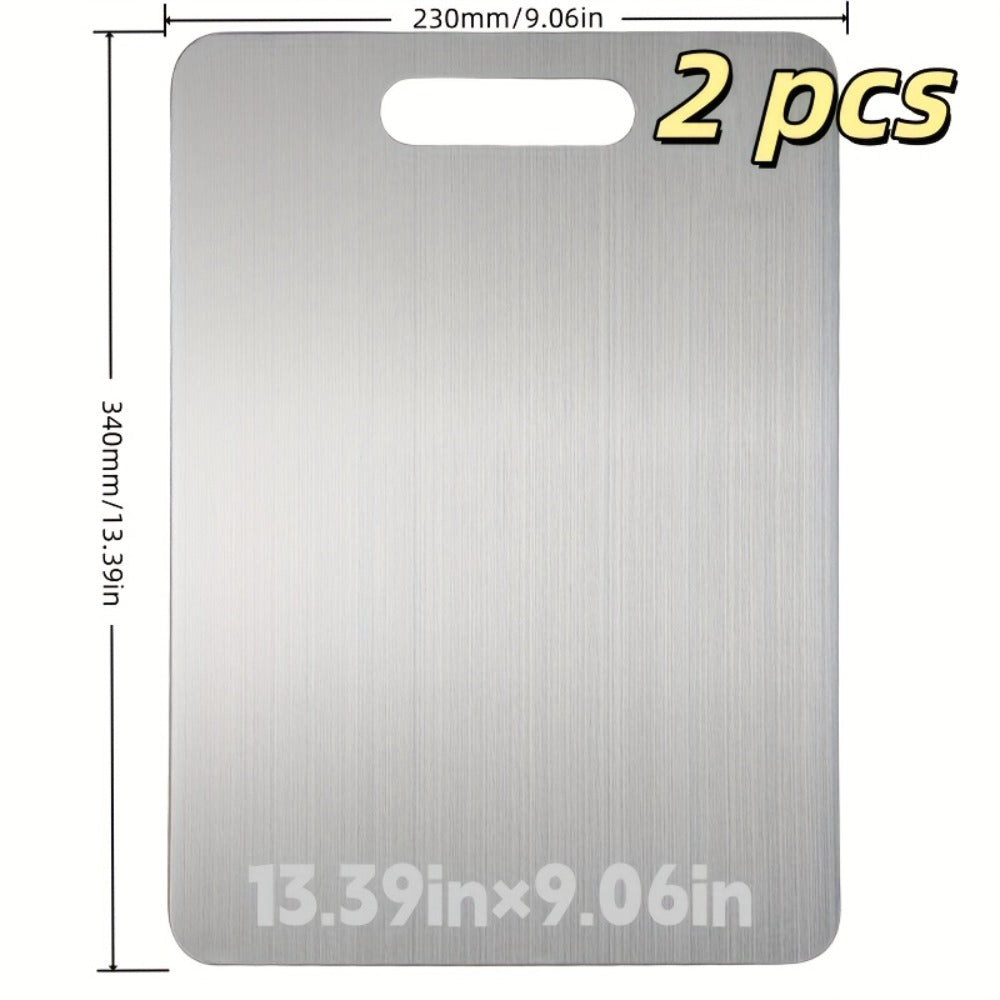 Stainless Steel Cutting Board Food Grade 304 Easy Clean, Space-Saving Flat Chopping Board for Kitchen Home Commercial Use, Rust-Resistant Hygienic Non-Porous Prep Board, 1 or 2-Pack