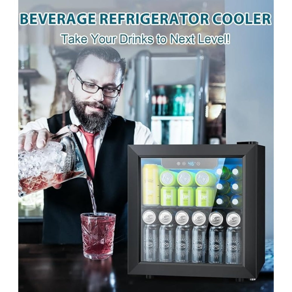 Beverage Wine Cabinet 9.51 Gal - Small Wine Cooler with Electronic Touch Control & LED Light, Compact Drink Refrigerator for Kitchen, Bedroom, Office, Bar & Living Room, Perfect Holiday Gift